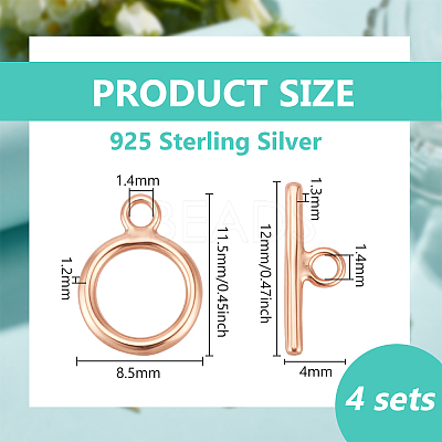 925 Sterling Silver Toggle Clasps STER-BC0004-38RG-1