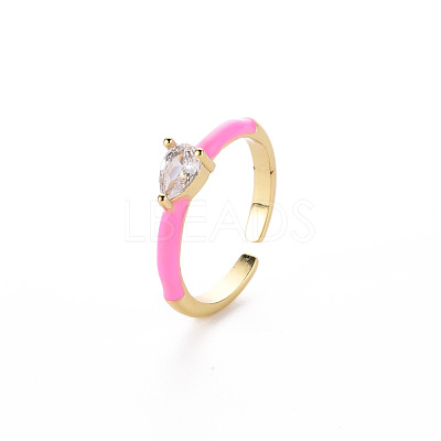 Brass Enamel Cuff Rings RJEW-T016-27E-NF-1