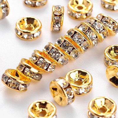 Brass Rhinestone Spacer Beads RB-A014-Z6mm-01G-1