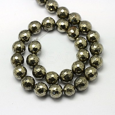 Natural Pyrite Beads Strands G-L031-12mm-03-1