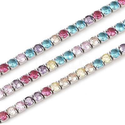 925 Sterling Silver Colorful Cubic Zirconia Chains STER-C016-02A-P01-1