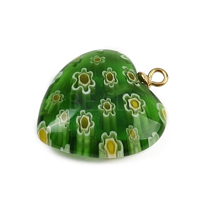 Handmade Millefiori Lampwork Heart Pendants LAMP-L080-01P-04-1