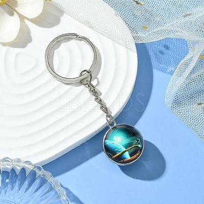 Round Glass Beads Keychain KEYC-YW00066-03-1