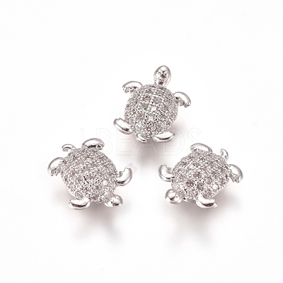 Brass Micro Pave Clear Cubic Zirconia Beads X-ZIRC-I038-25P-1
