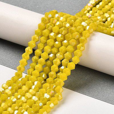 Opaque Solid Color Electroplate Glass Beads Strands EGLA-A039-P4mm-B05-1
