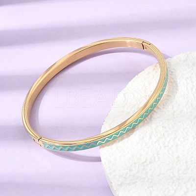 304 Stainless Steel Enamel Hinged Cuff Bangles for Women SA-CBAC920-15G-01F-1