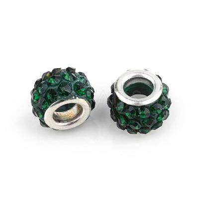 Polymer Clay Rhinestone European Beads CPDL-T001-01-1