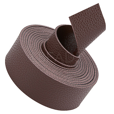 2M Flat Single Face Lychee Pattern Imitation Leather Band LC-WH0010-02A-02-1