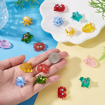 16Pcs 8 Styles Marine Theme Glass Enamel Beads LAMP-TA0002-31-1