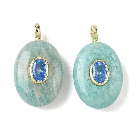 Natural Amazonite & Cubic Zirconia Pendants G-Z076-01G-18-1