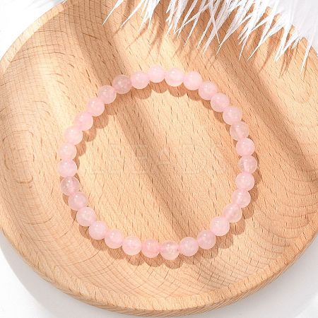 Natural Rose Quartz Beaded Stretch Bracelets BJEW-D446-B-11-1