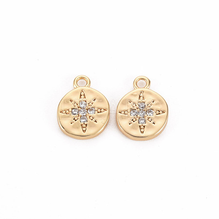 Brass Micro Pave Clear Cubic Zirconia Charms KK-S356-458-NF-1