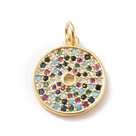 Rack Plating Brass Micro Pave Colorful Cubic Zirconia Pendants KK-F852-17G-01-1