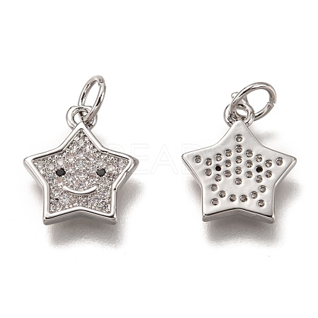 Brass Micro Pave Clear Cubic Zirconia Charms ZIRC-B002-52P-1