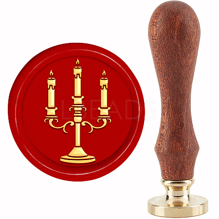 Brass Wax Seal Stamp with Handle AJEW-WH0184-1104-1