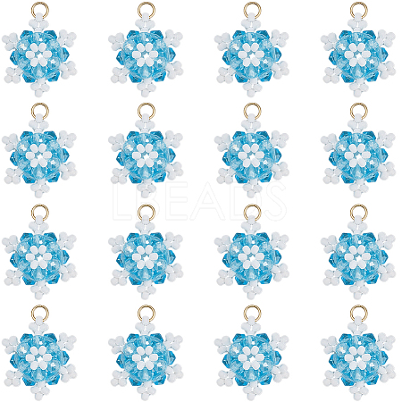 20Pcs Glass Seed Beaded Snowflake Pendants FIND-SC0020-41-1
