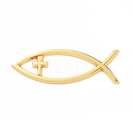 (Defective Closeout Sale: Scratched)Waterproof 3D Jesus Fish with Cross ABS Plastic Self Adhesive Stickers AJEW-XCP0002-04-1
