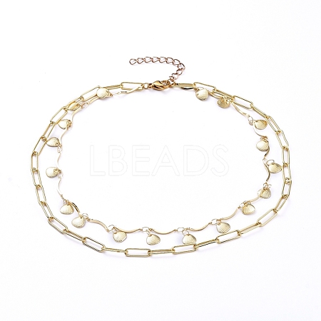 Brass Chain Tiered Necklaces NJEW-JN02829-1