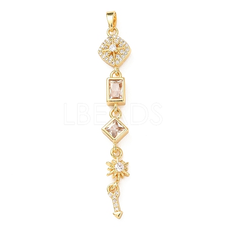 Tassel Brass Micro Pave Clear Cubic Zirconia Big Pendants KK-L271-01G-12-1