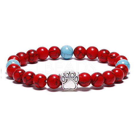 Synthetic Turquoise Bead Stretch Bracelets for Women Men XZ2326-8-1