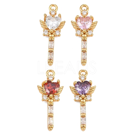 Brass Micro Pave Cubic Zirconia Pendants CU-CBA7392-08G-1
