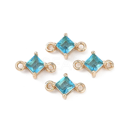 Brass Pave Glass Rhombus Links Connector Charms GLAA-Q088-001C-1