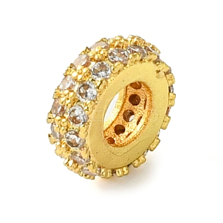 Rack Plating Brass Clear Cubic Zirconia European Beads KK-G501-06A-G-1