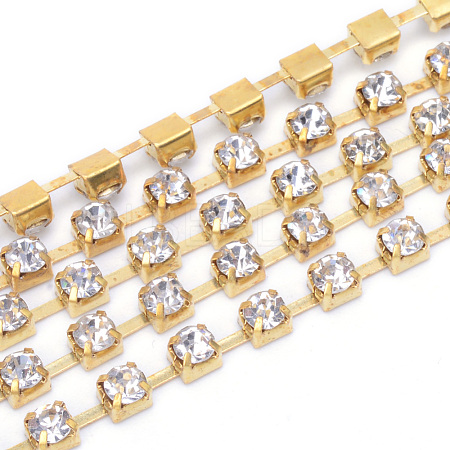 Brass Rhinestone Strass Chains CHC-T004-SS14-01C-1