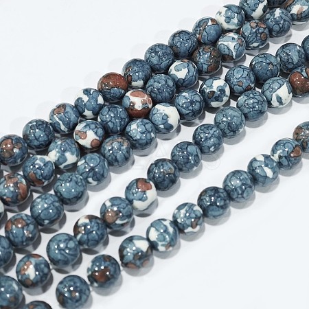Synthetic Ocean White Jade Round Bead Strands G-M165-8mm-15-1