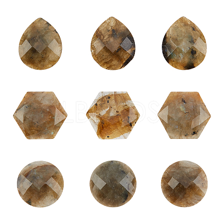9Pcs 3 Style Natural Labradorite Cabochons G-FH0001-27-1