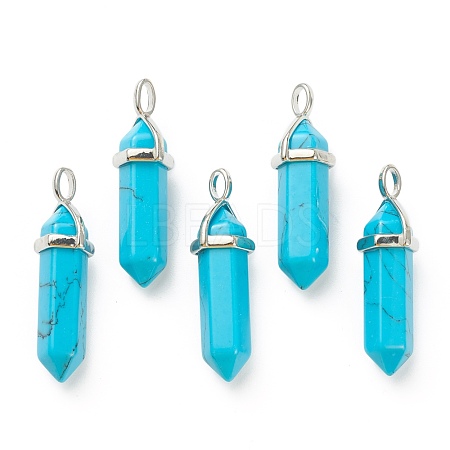 Synthetic Turquoise Pointed Pendants G-M378-01P-A28-1