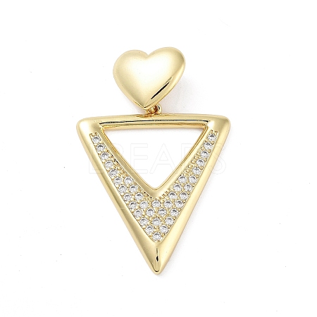 Rack Plating Brass Micro Pave Clear Cubic Zirconia Pendants KK-H474-19G-02-1