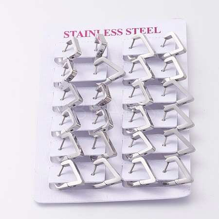 304 Stainless Steel Huggie Hoop Earrings EJEW-O099-01P-1