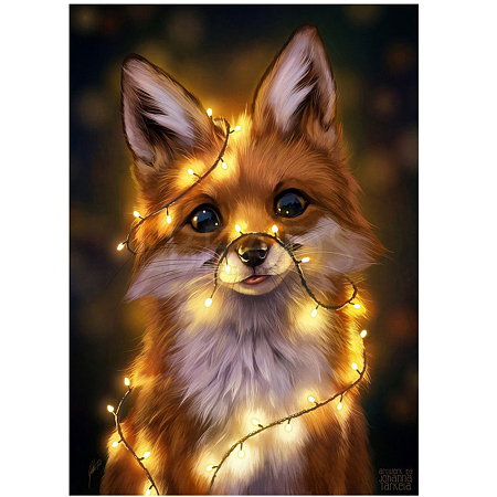 DIY 5D Animals Fox Pattern Canvas Diamond Painting Kits DIY-C021-11-1