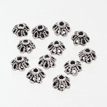 6-Petal Filigree Flower Tibetan Silver Bead Caps Y-AA296-1