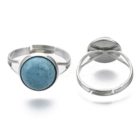 Synthetic Turquoise Adjustable Rings RJEW-N029-028-1