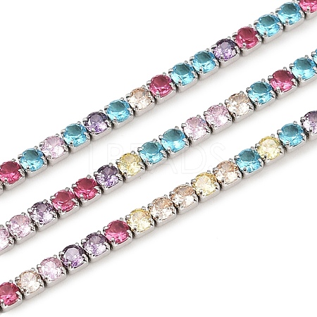 925 Sterling Silver Colorful Cubic Zirconia Chains STER-C016-02A-P01-1