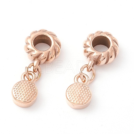 304 Stainless Steel European Dangle Charms STAS-M298-16RG-1