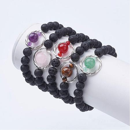 Natural Lava Rock Beads Stretch Bracelets BJEW-JB02838-1