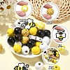 Bees Themed Printed Wood Beads Sets WOOD-YW0001-21-3