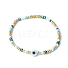 Handmade Evil Eye Lampwork & Glass Seed Beads Stretch Bracelets for Men Women BJEW-JB12361-2