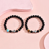 2Pcs 2 Style Natural & Synthetic Mixed Gemstone Beaded Stretch Bracelets Set JZ9288-1-3