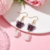 Butterfly Transparent Glass with Natural White Jade Dangle Earrings EJEW-JE05804-01-2