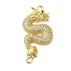 Rack Plating Brass Micro Pave Clear Cubic Zirconia Connector Charms KK-K377-86G-1