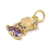 Brass Micro Pave Colorful Cubic Zirconia Glass Pendants X-KK-R162-026D-G-2