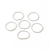 6Pcs 6 Style Natural Shell & Glass Star & Round Beaded Stretch Bracelets Set for Women BJEW-JB09945-01-4