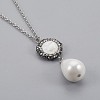 Teardrop Shell Pearl Pendant Necklaces NJEW-JN02286-3