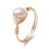 Nuggets Natural Cultured Freshwater Pearl Finger Rings RJEW-JR00697-02-4