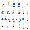 ANATTASOUL 12 Pairs 12 Style Moon & Planet & Star & Spaceman Enamel Asymmetrical Earrings Set EJEW-AN0002-12-1