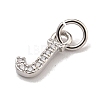 Initial Letter Brass with Cubic Zirconia Charms KK-Q814-26J-P-2